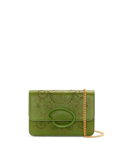 Oscar De La Renta Laser Cut O Pochette In Green