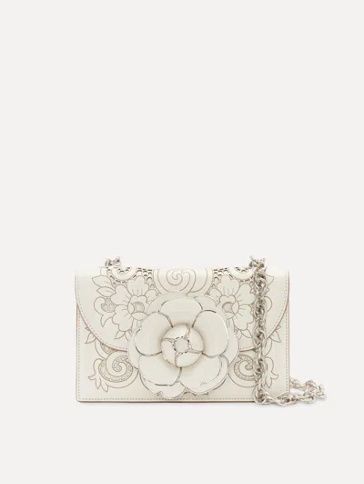Oscar De La Renta Laser Cut Tro Bag In White