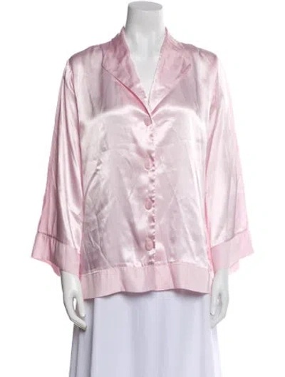 Pre-owned Oscar De La Renta Lasercut Accents Pajamas In Pink
