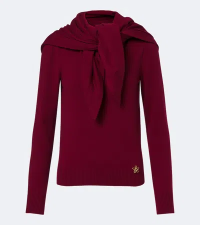 Oscar De La Renta Layered Cashmere Sweater In Burgundy