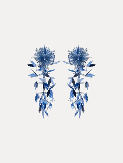 Oscar De La Renta Leaf Tassel Clip-on Earrings In Blue