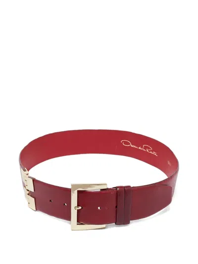Pre-owned Oscar De La Renta Leather Belt In Red