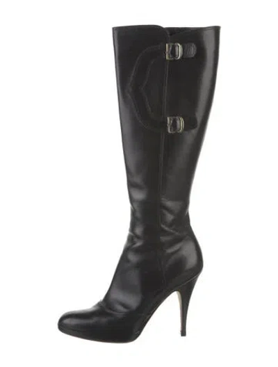 Pre-owned Oscar De La Renta Leather Boots In Black