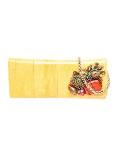 Pre-owned Oscar De La Renta Leather Clutch In Yellow