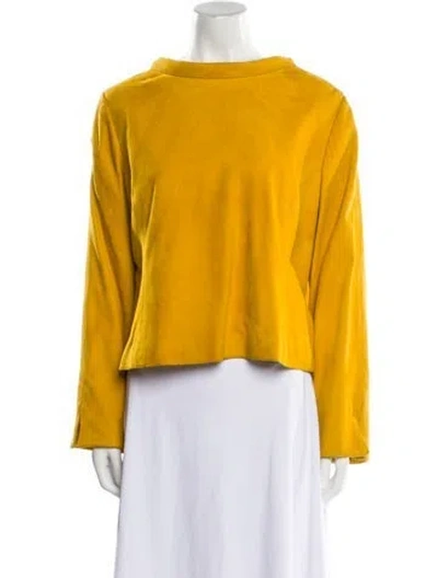 Pre-owned Oscar De La Renta Leather Jacket In Yellow