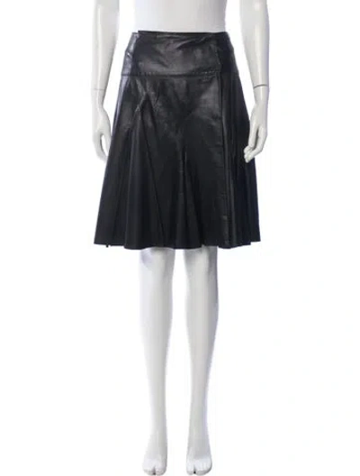 Pre-owned Oscar De La Renta Leather Mini Skirt In Blue