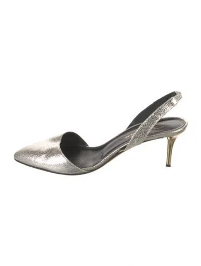 Pre-owned Oscar De La Renta Leather Slingback Pumps