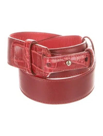 Pre-owned Oscar De La Renta Leather Waist Belt In Red