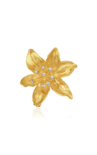 Oscar De La Renta Lily Crystal Barrette In Gold