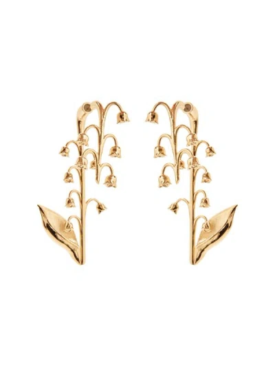 Oscar De La Renta Lily Of The Valley Stem Earrings In Gold