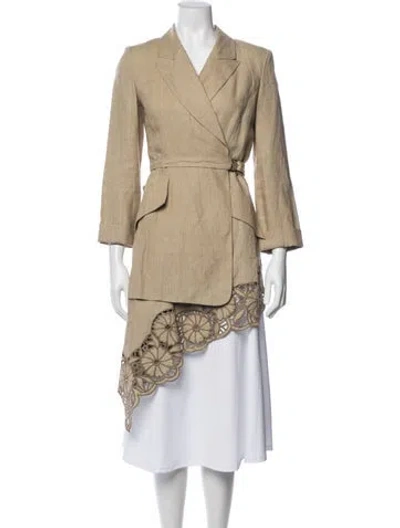 Pre-owned Oscar De La Renta Linen Blazer In Neutral