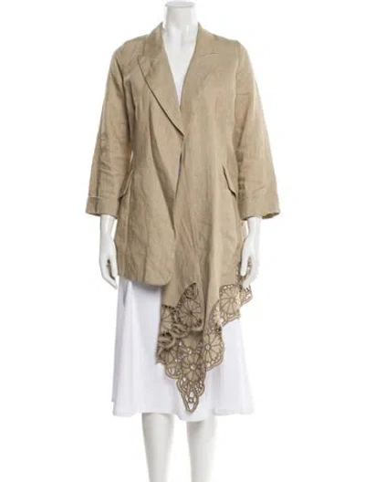 Pre-owned Oscar De La Renta Linen Blazer In Neutral