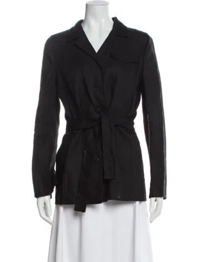 Pre-owned Oscar De La Renta Linen Evening Jacket In Black