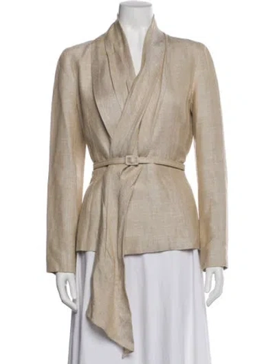 Pre-owned Oscar De La Renta Linen Jacket In Neutral
