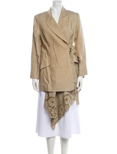 Pre-owned Oscar De La Renta Linen Jacket In Neutral