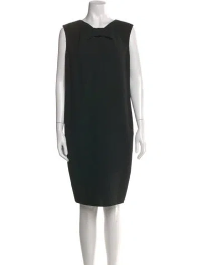 Pre-owned Oscar De La Renta Linen Knee-length Dress In Black