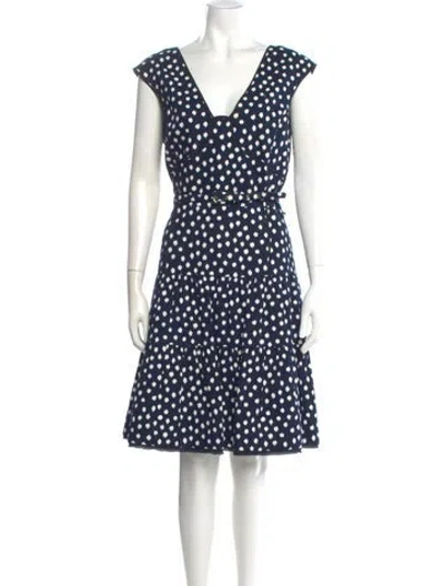 Pre-owned Oscar De La Renta Linen Knee-length Dress In Blue
