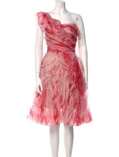Pre-owned Oscar De La Renta Linen Knee-length Dress In Multi