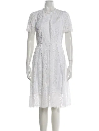 Pre-owned Oscar De La Renta Linen Knee-length Dress W/ Tags In Neutral