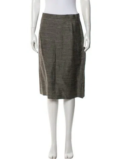 Pre-owned Oscar De La Renta Linen Knee-length Skirt In Gray