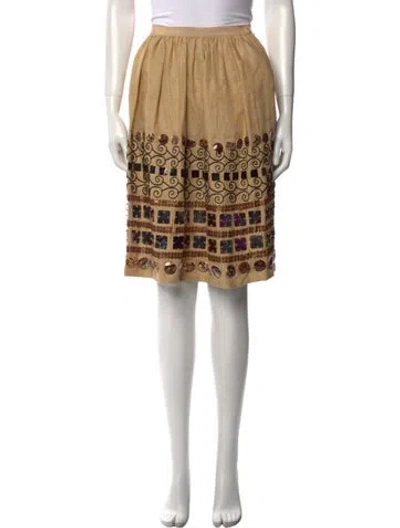 Pre-owned Oscar De La Renta Linen Knee-length Skirt In Neutral