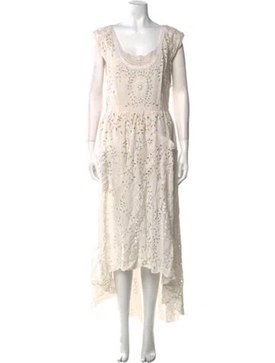 Pre-owned Oscar De La Renta Linen Long Dress In Neutral