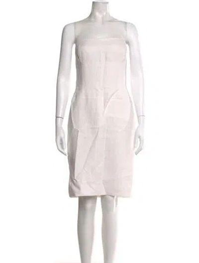Pre-owned Oscar De La Renta Linen Mini Dress In Neutral