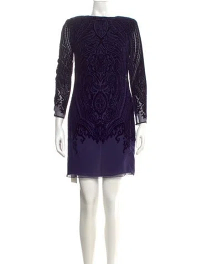 Pre-owned Oscar De La Renta Linen Mini Dress In Purple