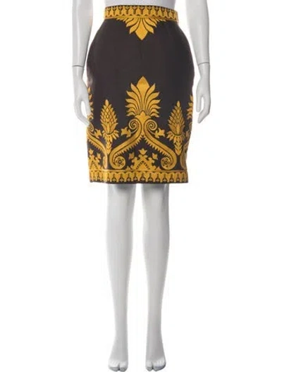 Pre-owned Oscar De La Renta Linen Mini Skirt In Brown