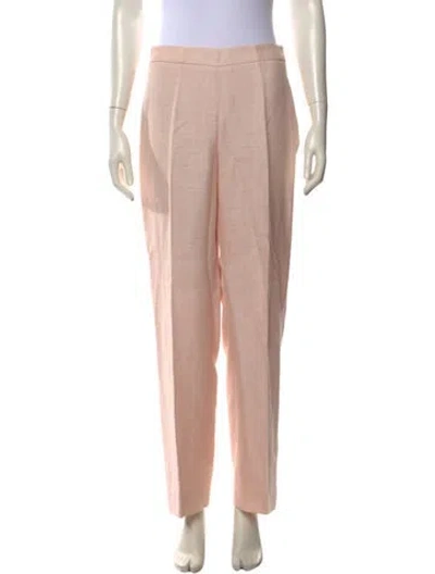 Pre-owned Oscar De La Renta Linen Straight Leg Pants In Pink