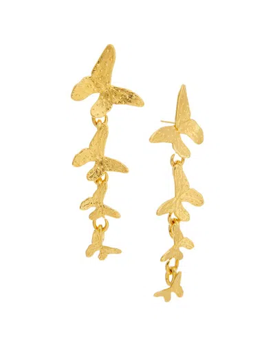 Oscar De La Renta Long Butterfly Drop Earrings In Gold