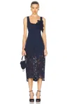 Oscar De La Renta Rose Guipure Long Knit Dress