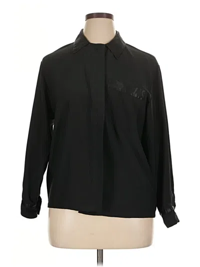 Pre-owned Oscar De La Renta Long Sleeve Blouse In Black