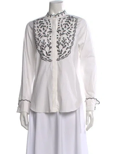 Pre-owned Oscar De La Renta Long Sleeve Blouse In Neutral