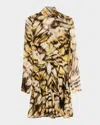 Oscar De La Renta Long-sleeve Butterfly Chiffon Mini Dress
