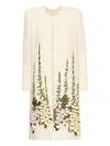 Oscar De La Renta Foxglove Embroidered Tweed Jacket In White