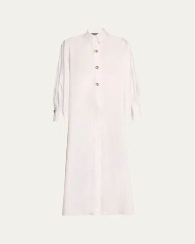Oscar De La Renta Long Sleeve Cotton Caftan In White