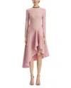 Oscar De La Renta Long Sleeve Double Stretch Wool Day Dress