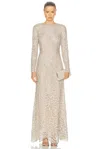 Oscar De La Renta Long Sleeve Gown In Multi