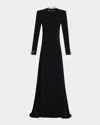 Oscar De La Renta Long-sleeve Keyhole Back Gown With Butterfly Details In Black
