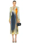 Oscar De La Renta Long Sleeve Marocaine Dress In Blue