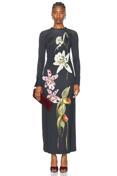 OSCAR DE LA RENTA LONG SLEEVE MAXI DRESS