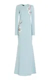 OSCAR DE LA RENTA EMBROIDERED CADY GOWN