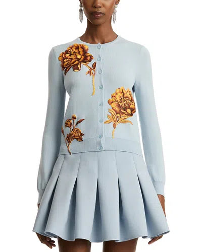 OSCAR DE LA RENTA OSCAR DE LA RENTA LONG SLEEVE PEONY SWEATER