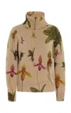 Oscar De La Renta Long Sleeve  Printed Orchid Pullover In Brown Multi