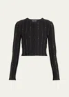 Oscar De La Renta Long-sleeve Sequined Cardigan In Black