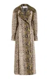 Oscar De La Renta Snake Cotton Trench Coat In Python