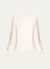 Oscar De La Renta Long-sleeve Threadwork Embroidered Blouse In Ivory