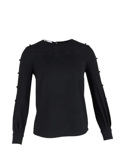 Pre-owned Oscar De La Renta Long-sleeves Blouse In Black