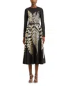 Oscar De La Renta Long Slv Fern Print In Black